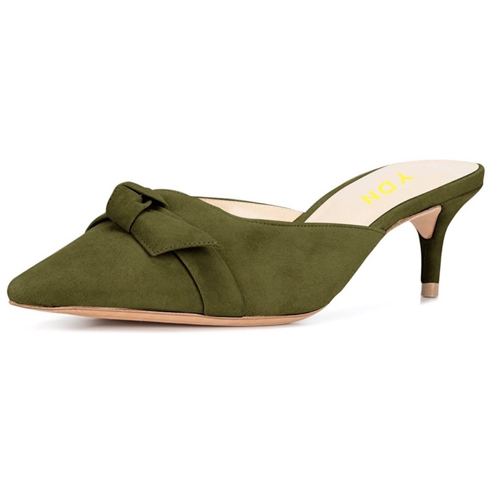 YDN Womens Low Heels Slide Sandals Pointed Toe